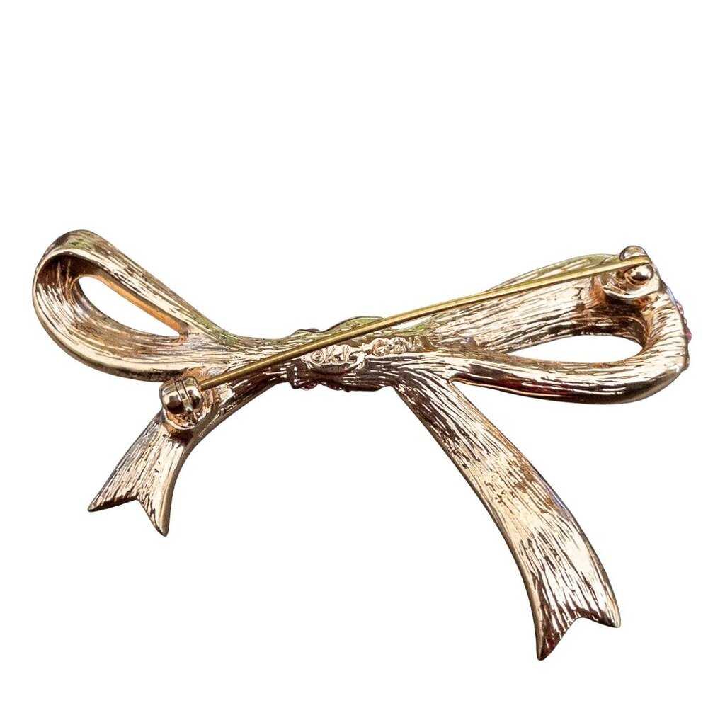 Kenneth Jay Lane Pave Pink Rhinestone Bow Brooch … - image 2